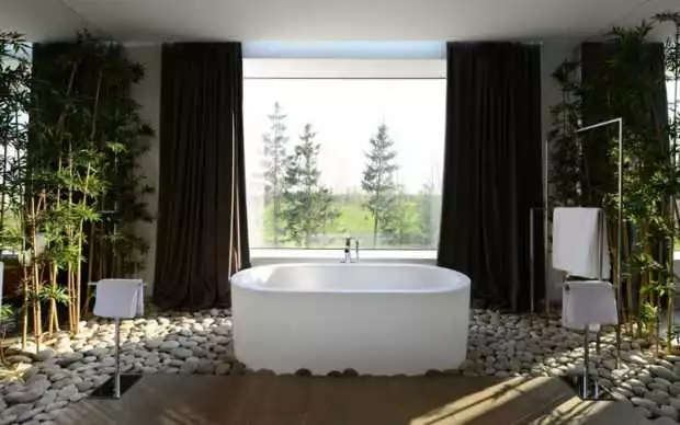 Идеи для дизайна ванной комнаты с окном в коттедже